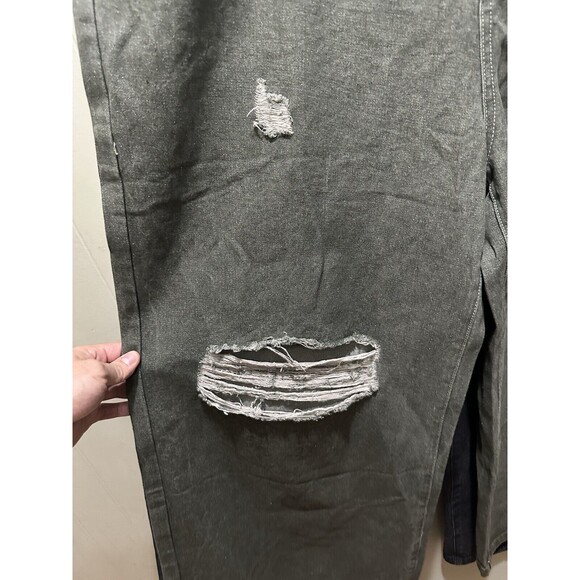 Cider Jeans Women’s Size 2XL Black & Green Denim Wide Leg Work Pants Distressed - Picture 2 of 7